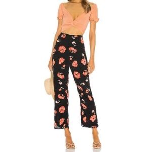 FLYNN SKYE Floral Parker Pants & Wrap Top Set M L